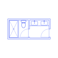 Layouts Bathrooms Primary Split Shower 1 Wall Printable Line Art Svg, Free Vectors File